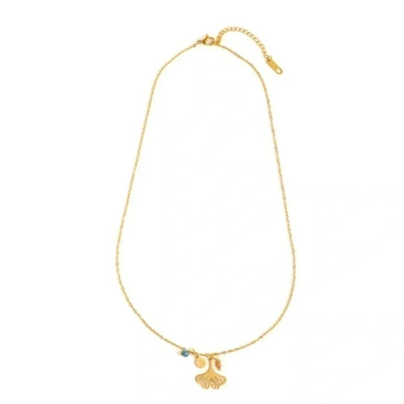 2 LEFT! Gold Leaf Necklace Charm Boho Minimalist - Picture 6 of 10